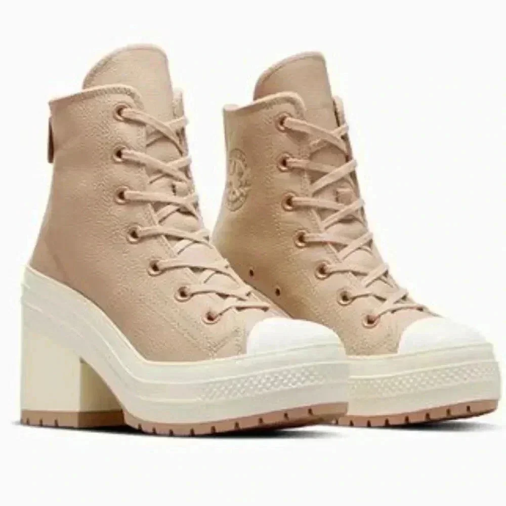 😍 NWT 😍 Converse Chuck 70 De Luxe Heel Weatherized Leather, Tan, Women's 8